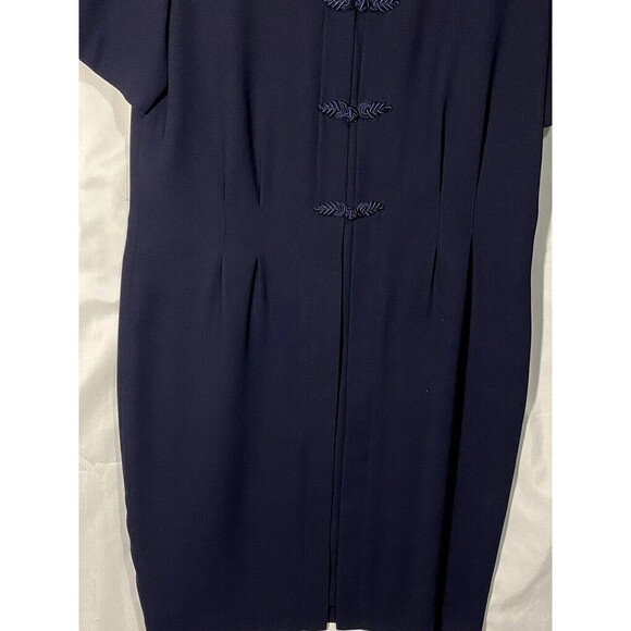 Debra Michaels Dress 14P Petites Career Navy Crepe Tailored Lightweight Zip Back - Picture 5 of 10